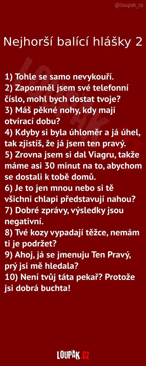 nejhorší balící hlášky pro holku|TOP 25: Nejlepší balící hlášky, které fungují